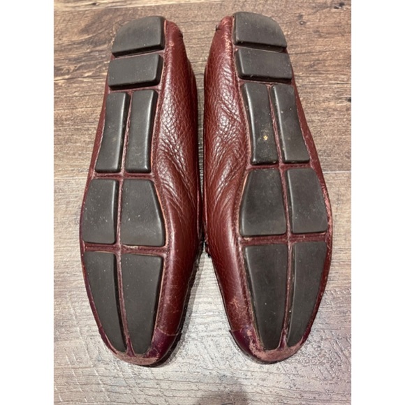 ✨Vintage PRADA Gold Logo Leather Loafers Slip-On Flats with Bow - Picture 10 of 13